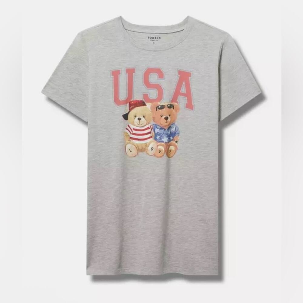 NWT New Torrid USA Bear Classic Cotton Jersey Crew Tee Size 3X